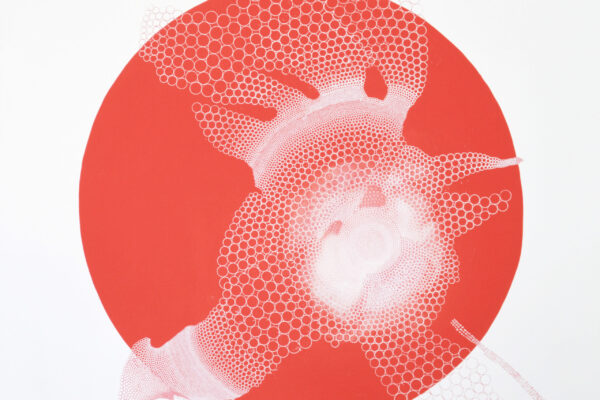 H 0502 - disque rouge - 100x100cm - acrylique sur toile, 2014